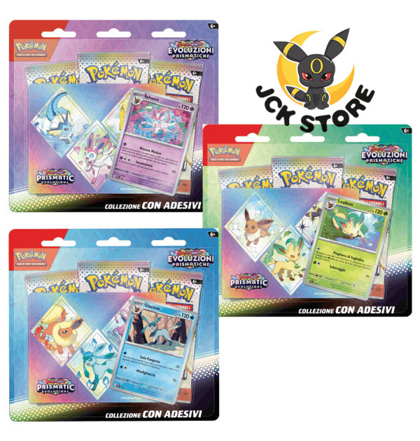 POKEMON PRISMATICHE COLLEZIONE CON ADESIVI “3 BLISTER” (ITALIANO)